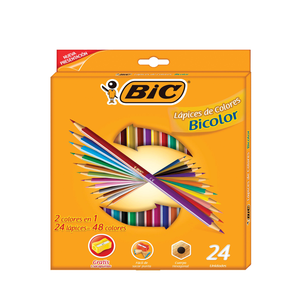 COLORES BIC  BICOLORES C/24 PZAS