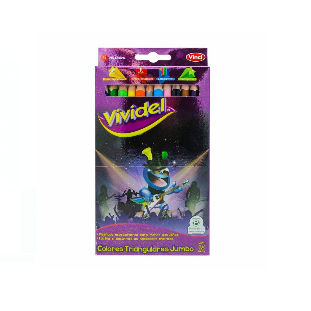[7501147411153] COLORES VINCI VIVIDEL JUMBO C/12 PZA TRIANGULAR