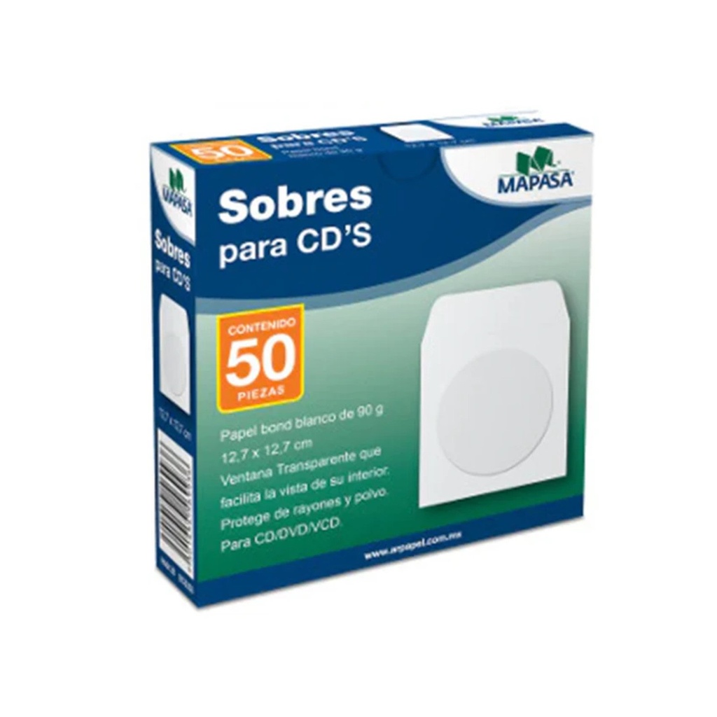 SOBRE PARA CD C.SURTIDOS C/50 MAPASA