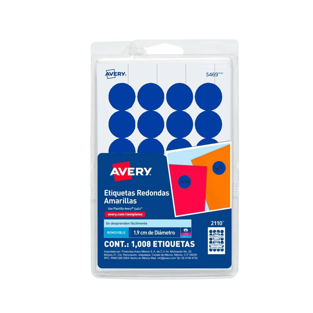 ETIQUETA AVERY REDONDA 3/4" AZUL 1008ETQ