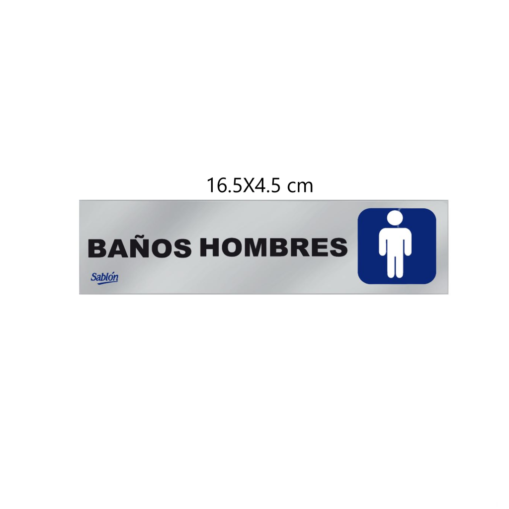 SEÑALAMIENTO C/ADHESIVO ''BAÑOS HOMBRES'' 16.5X4.5 CM