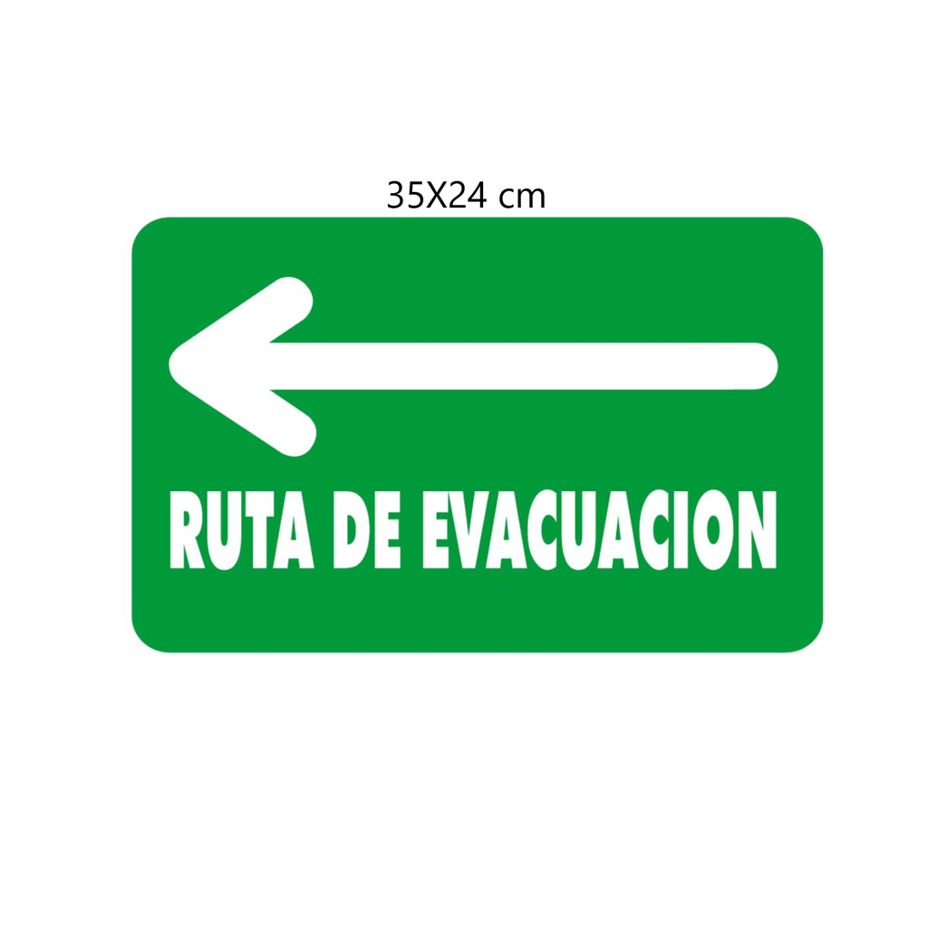 SEÑALAMIENTO ''RUTA DE EVACUACION FLECHA IZQ.'' 35X24 CM