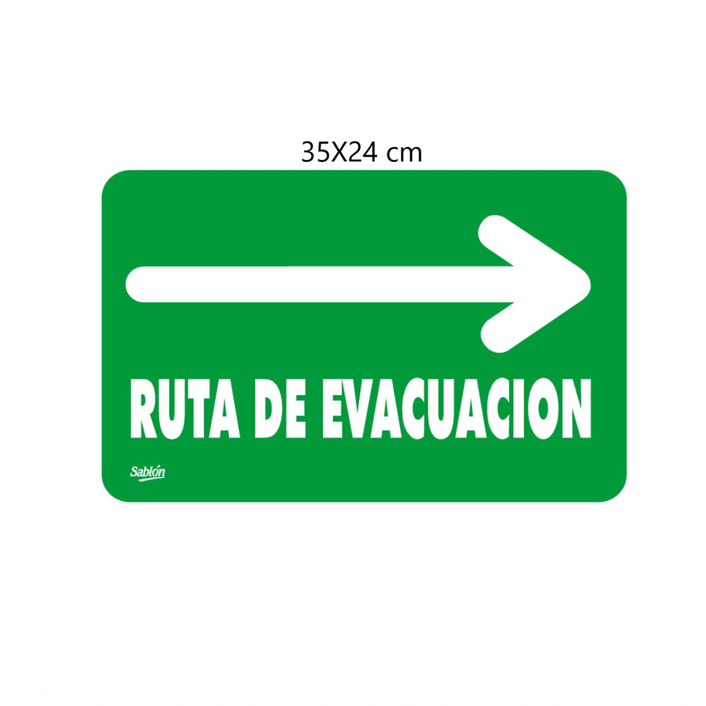 SEÑALAMIENTO ''RUTA DE EVACUACION FLECHA DER.'' 35X24 CM
