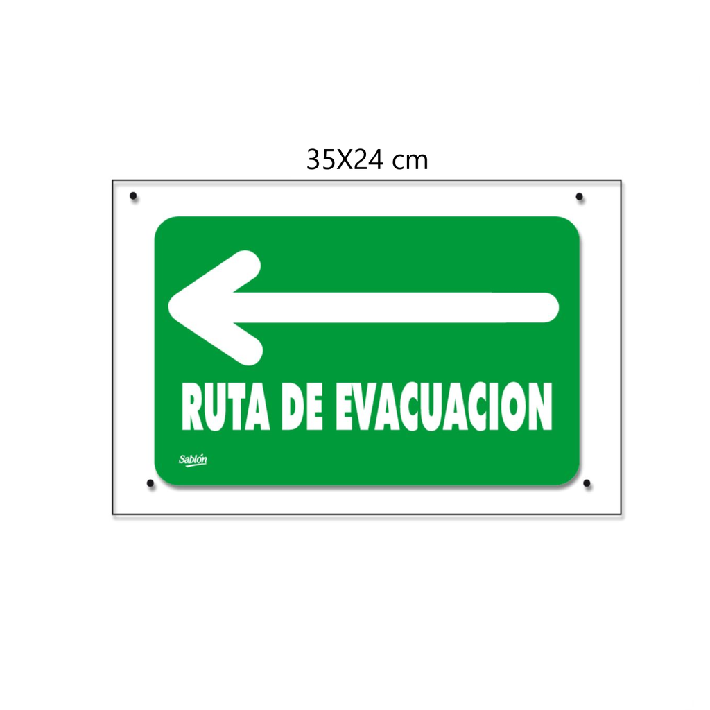 SEÑALAMIENTO ACRILICO ''RUTA DE EVACUACION FLECHA IZQ.''