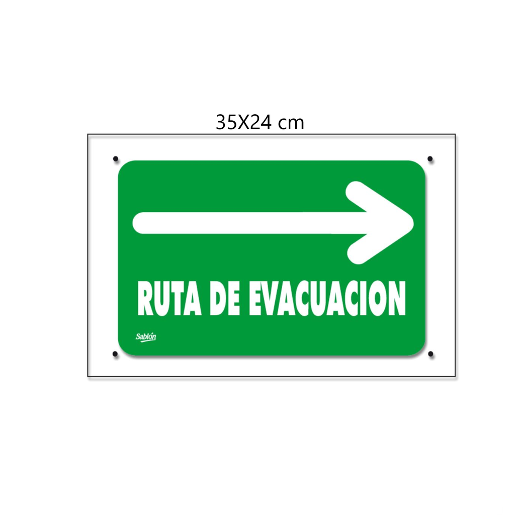 SEÑALAMIENTO ACRILICO ''RUTA DE EVACUACION FLECHA DER.''