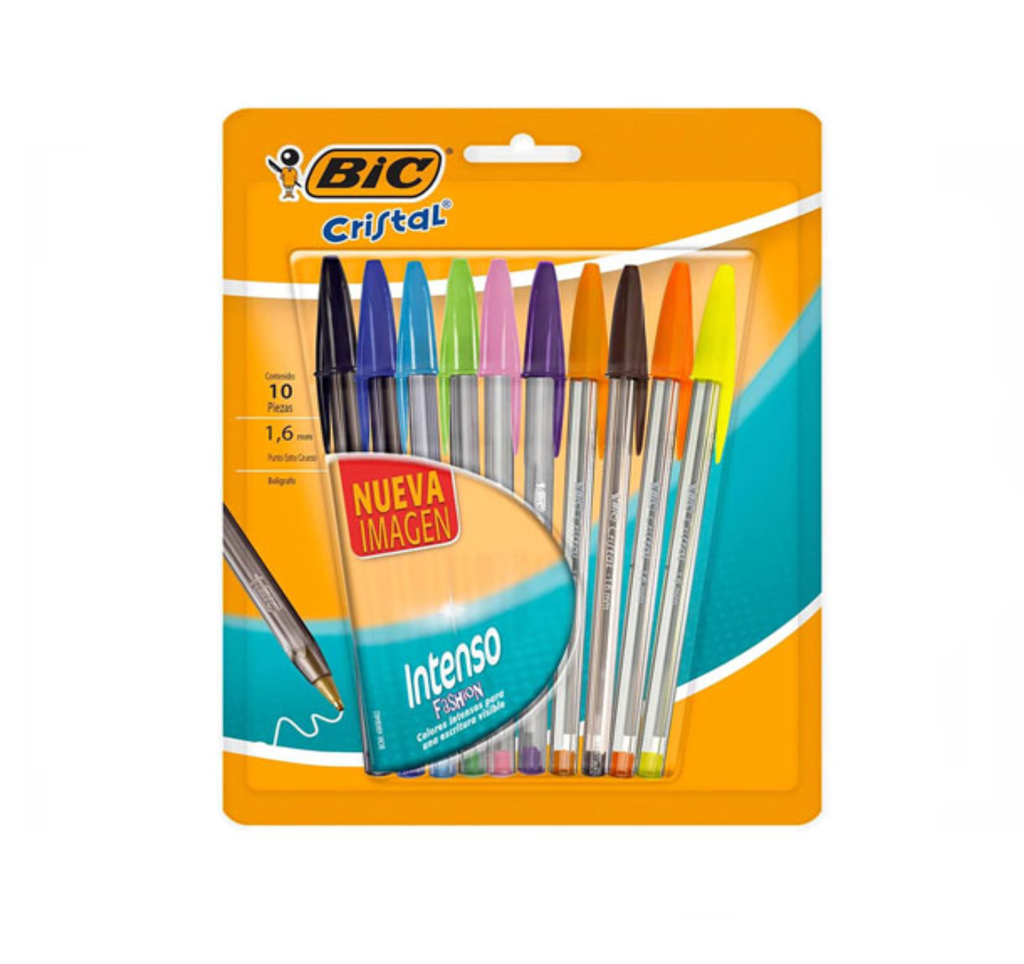 BOLIGRAFO BIC CRISTAL INTESO SURT C/10