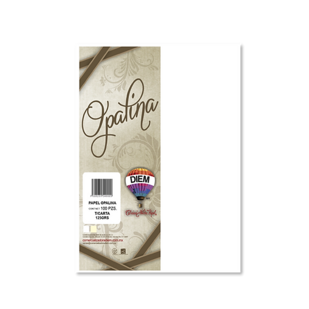 PAPEL OPALINA BCA/MARFIL T/C 125G C/100