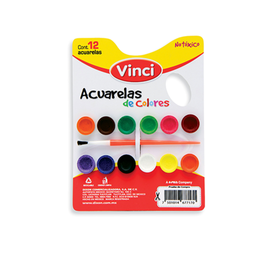 ACUARELA VINCI 12 COLORES C/PINCEL