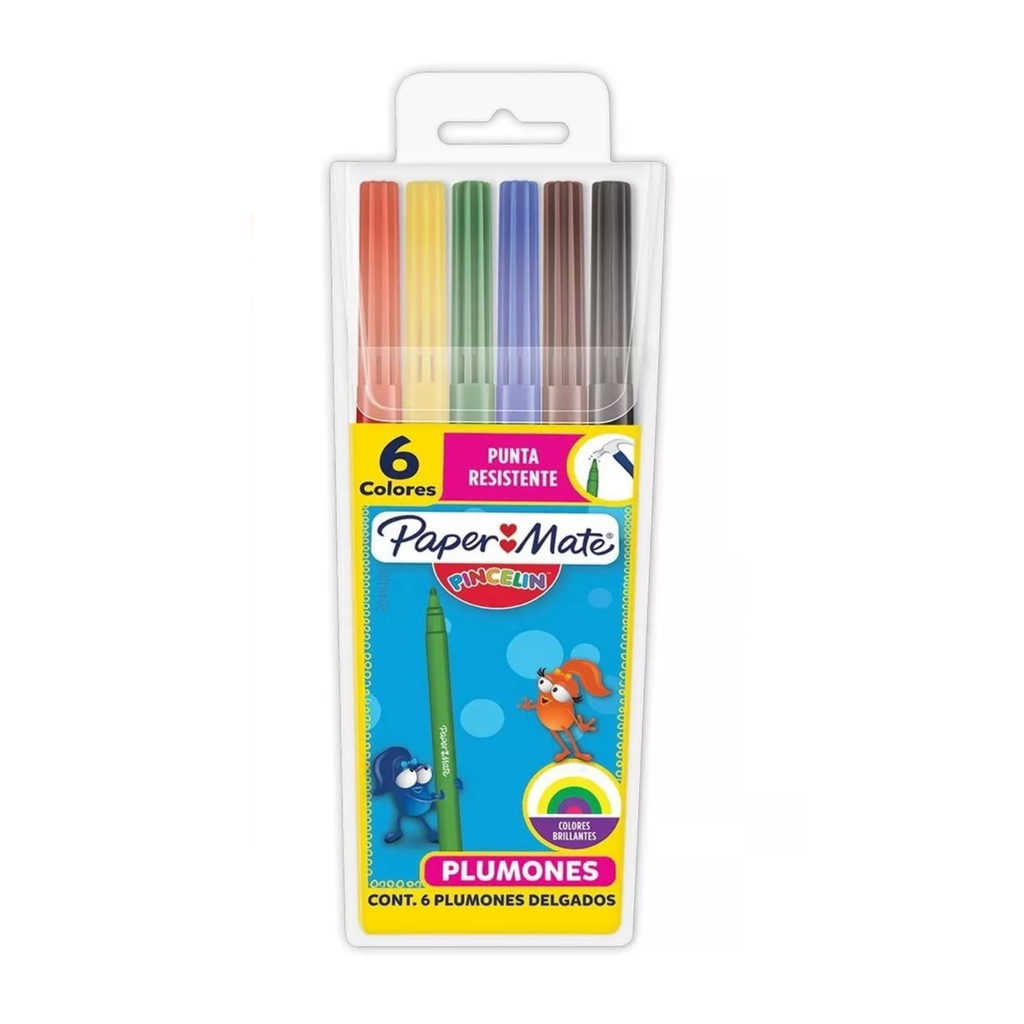 PLUMONES DELGADOS PAPERMATE PINCELIN C/6 PZA