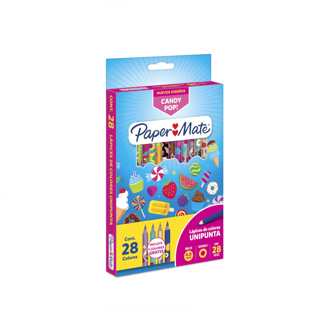 [NEW2087379] LAPICES DE COLORES UNIPUNTA PAPERMATE CANDY POP C/28PZA