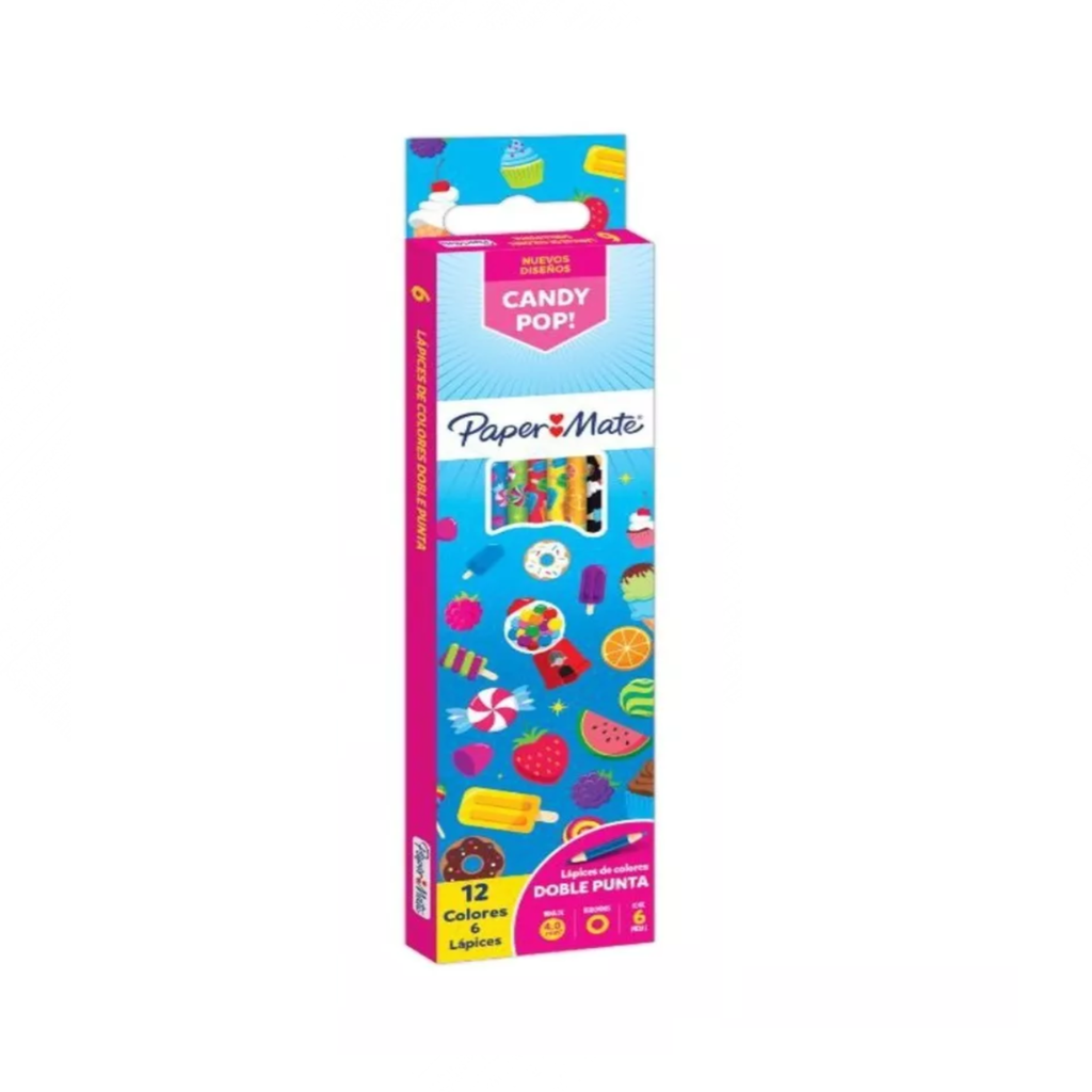 [NEW2087383] LAPICES DE COLORES DOBLE PUNTA PAPERMATE CANDY POP C/6PZA