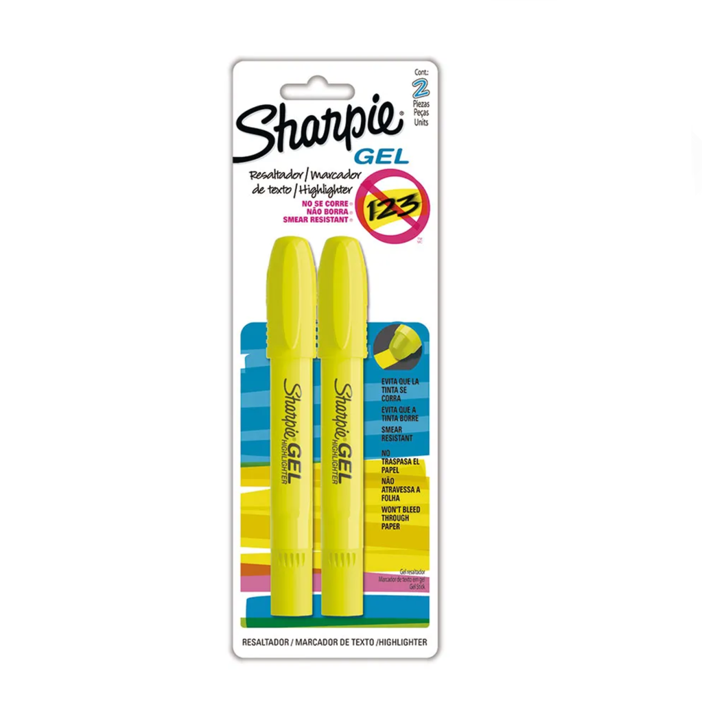 [NEW27006517802] MARCADOR RESALTADOR SHARPIE GEL AMARILLO C/2