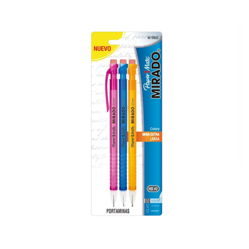 LAPICERO PAPER MATE PORTAMINAS MIRADO 0.5MM SURTIDA C/3PZS