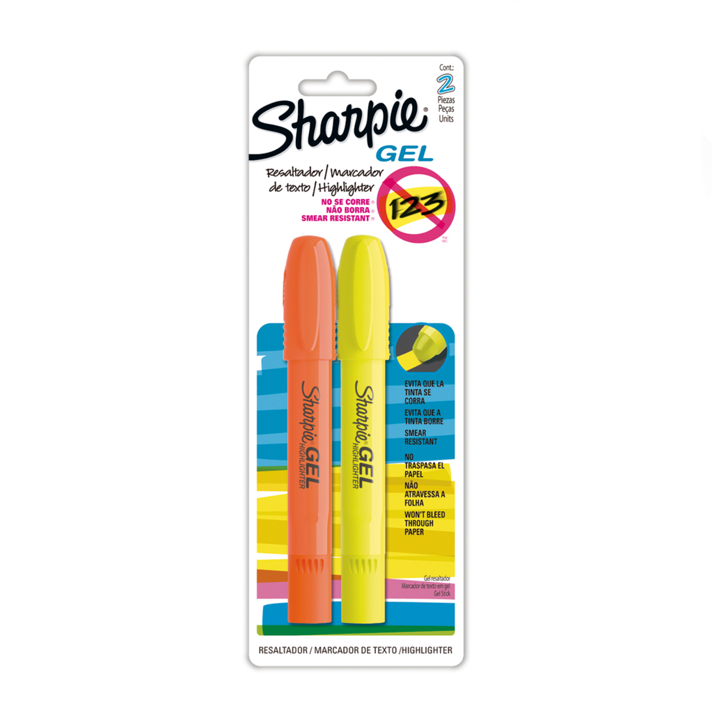 MARCADOR RESALTADOR SHARPIE GEL AMARILLO/NARANJA C/2