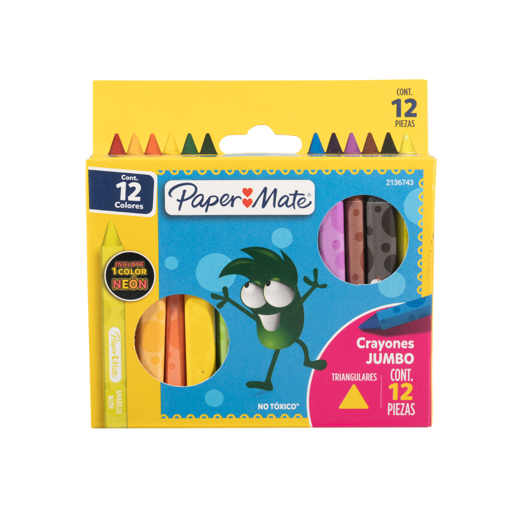CRAYONES PAPER MATE JUMBO DE CERA TRIANGULAR C/12PZA