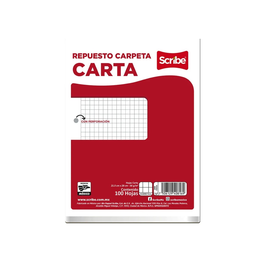 [SCR3403] PAQ 100 H PERFORADAS PARA CARPETA C-7