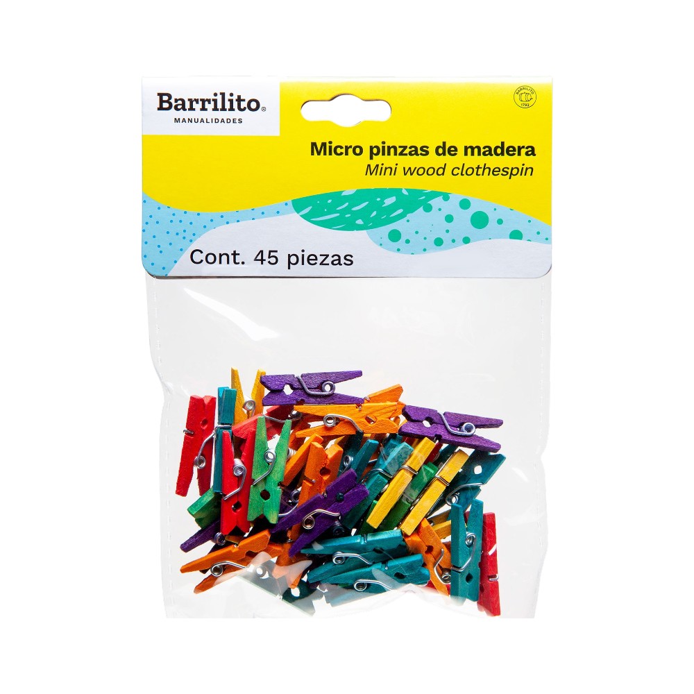 [7501214910220] Micro pinzas ropa colores bol c/45