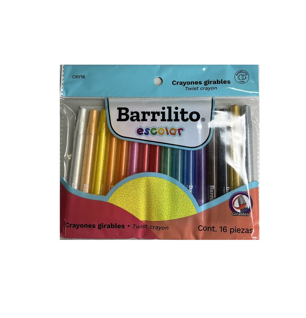 Crayones girables bolsa c/16 pzas