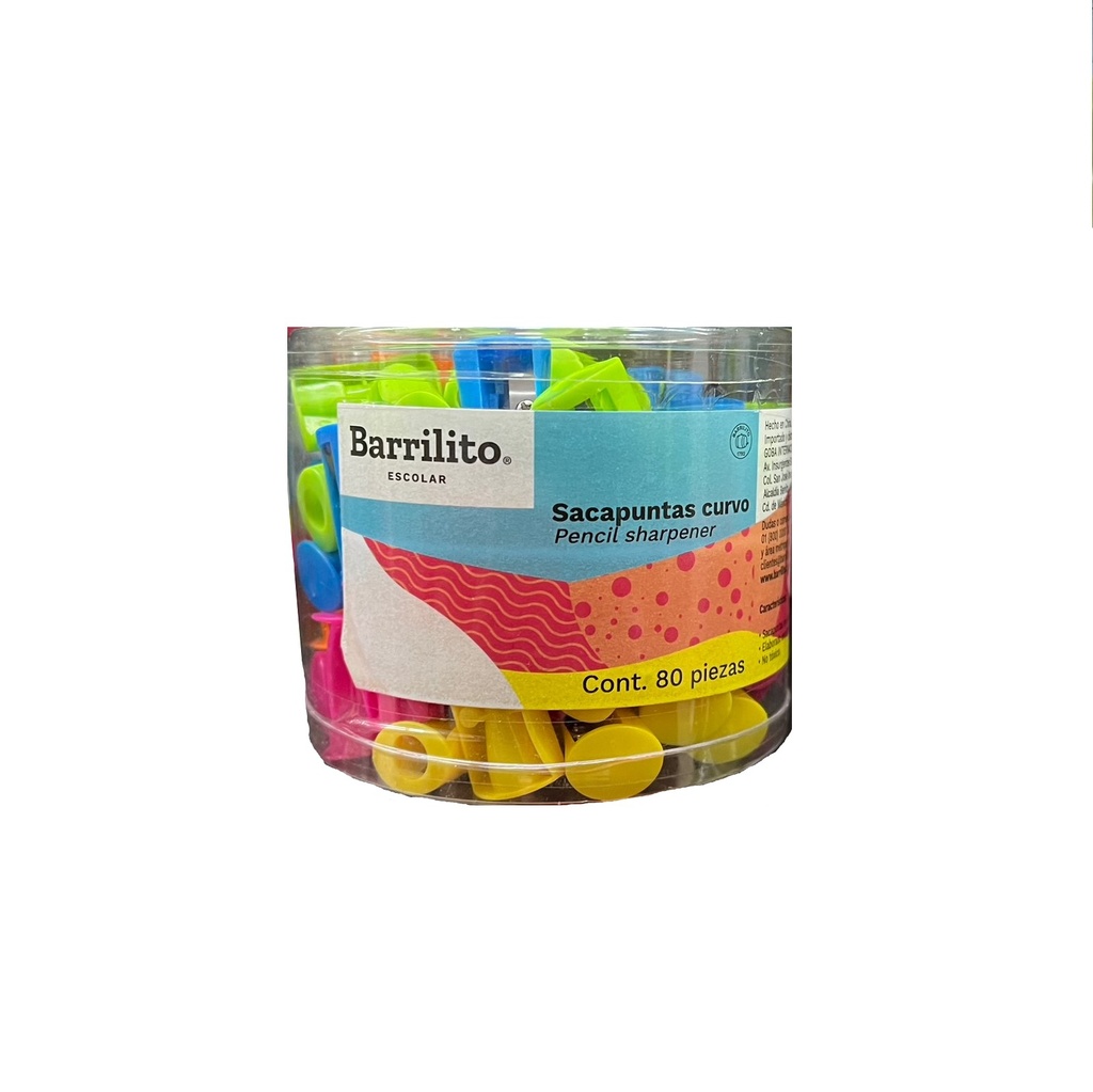 Sacapuntas curvo bote c/80pz
