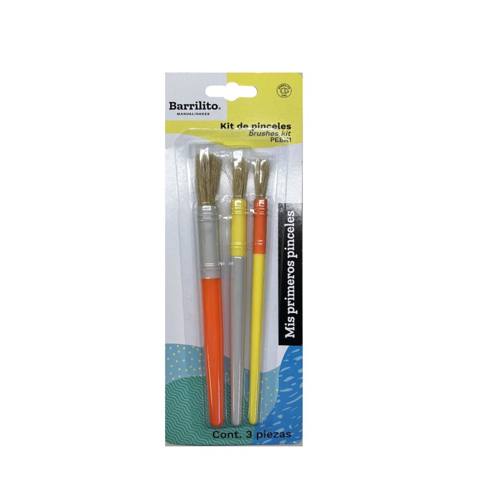 PINCEL BARRILITO KIT ESCOLAR C/3 PZAS