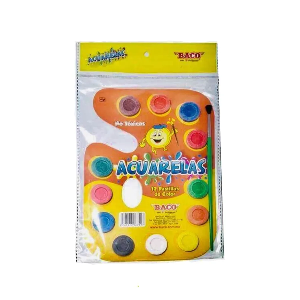 ACUARELA ESCOLAR BACO 12 COL C/PINCEL