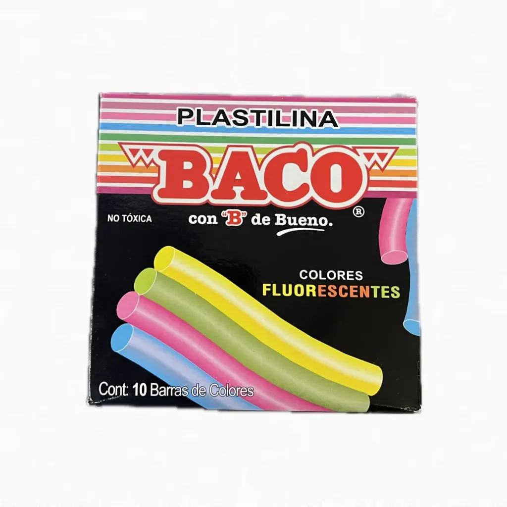 [BCO65032] PLASTILINA  BACO C/10 BARRITAS FLUORECENTE