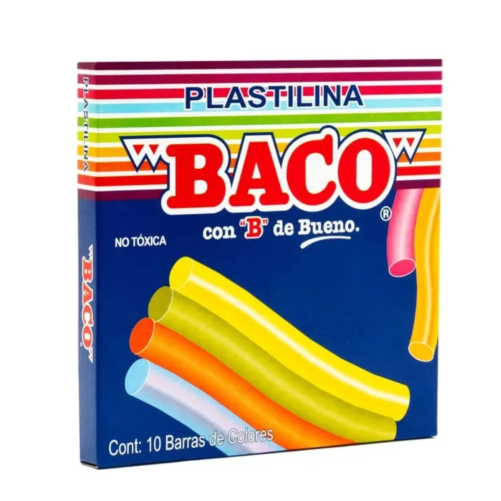 [01100050000B1] PLASTILINA BACO 10 BARRITAS COLORES