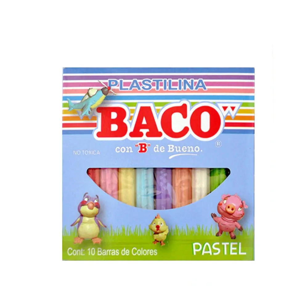 [BACOPL102] PLASTILINA BACO C/10 COLORES PASTEL