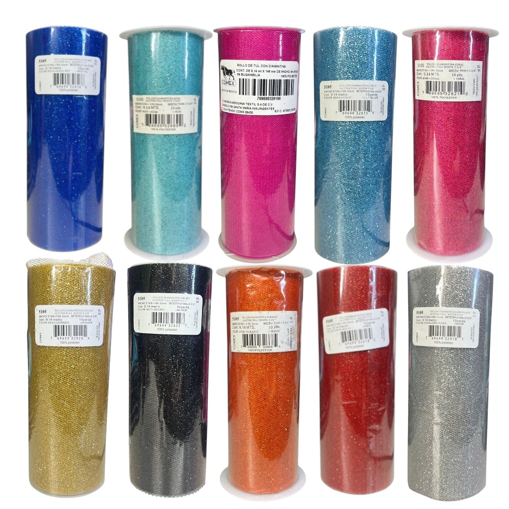 [038415] TULLE COMEX DIAMANTADO 9 MTS X146MM  V.COLORES