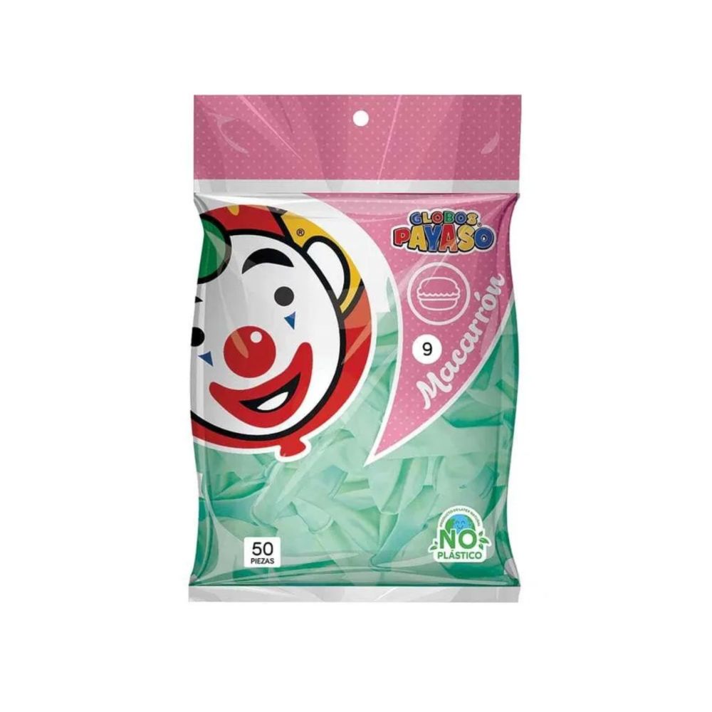 GLOBO DEC. BOLSA 50PZA #9 MENTA MACARRON