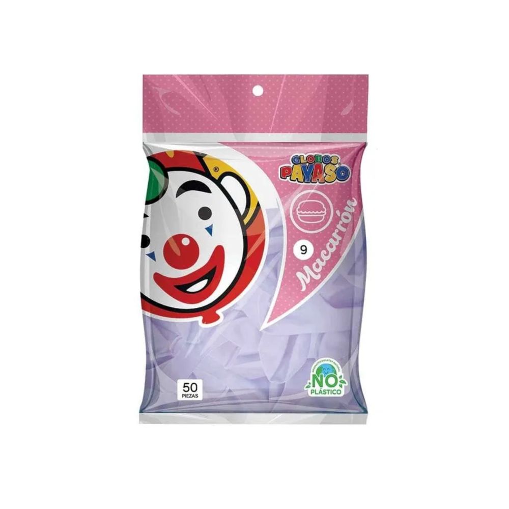 GLOBO DEC.BOLSA 50PZA #9 MACARRON UVA