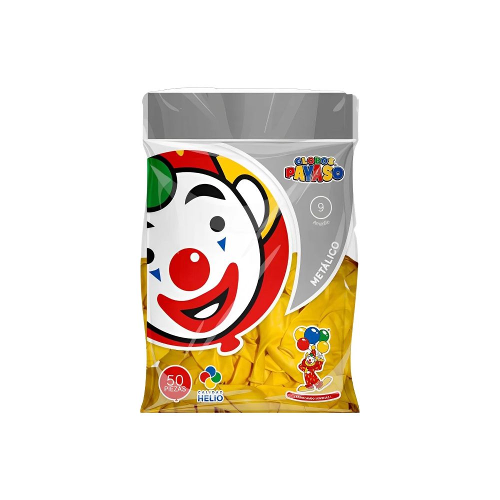 GLOBO METAL BOLSA 50 PZA #9 AMARILLO
