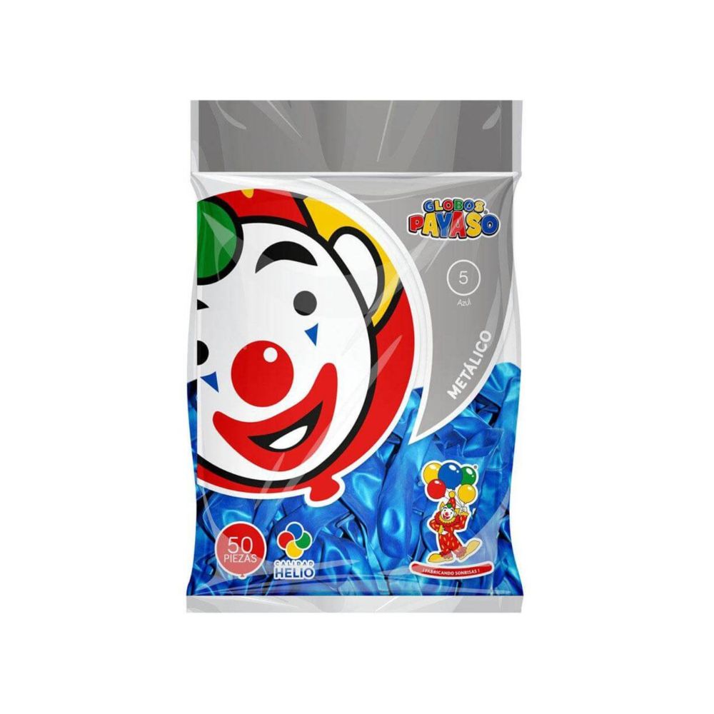 [7501060414118] GLOBO METAL BOLSA 50 PZA #9 AZUL