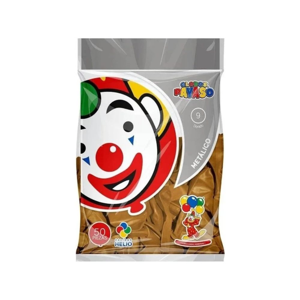 [1010001014149] GLOBO METAL BOLSA 50 PZA #9 DORADO