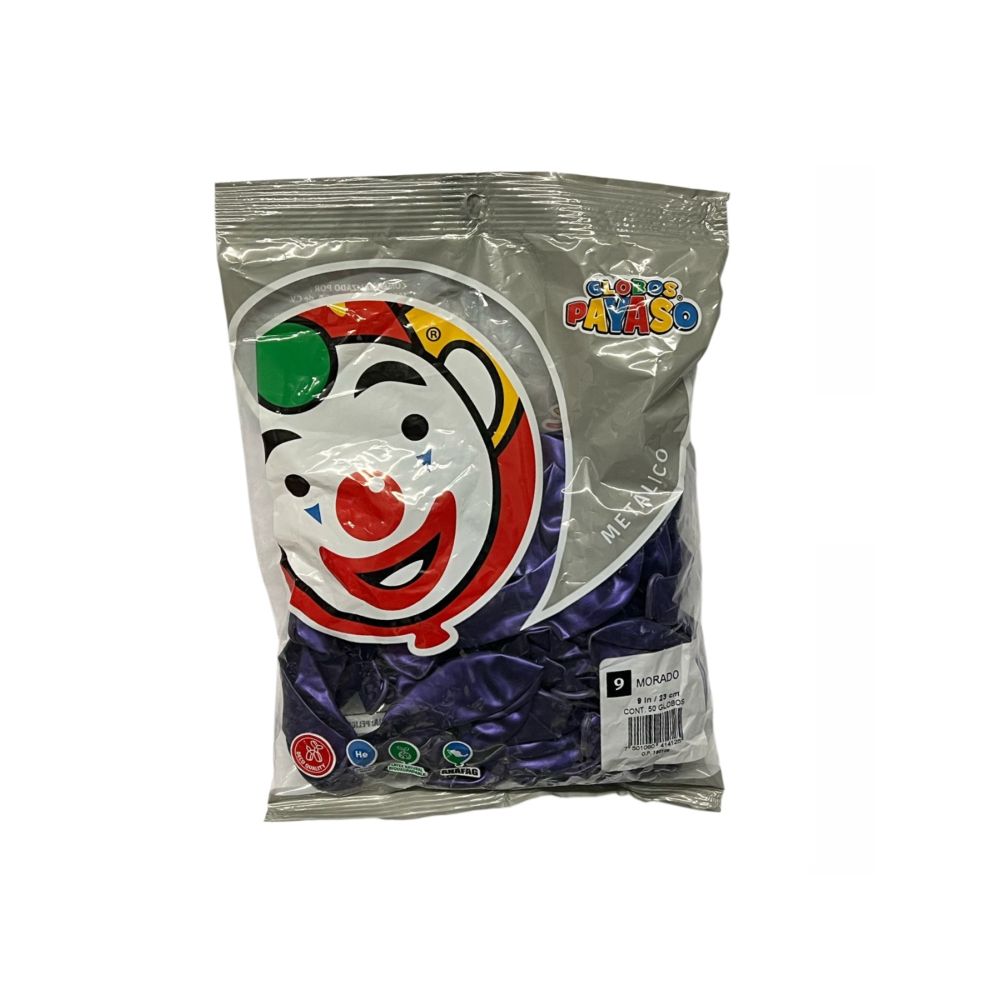 GLOBO METAL BOLSA 50 PZA #9 MORADO