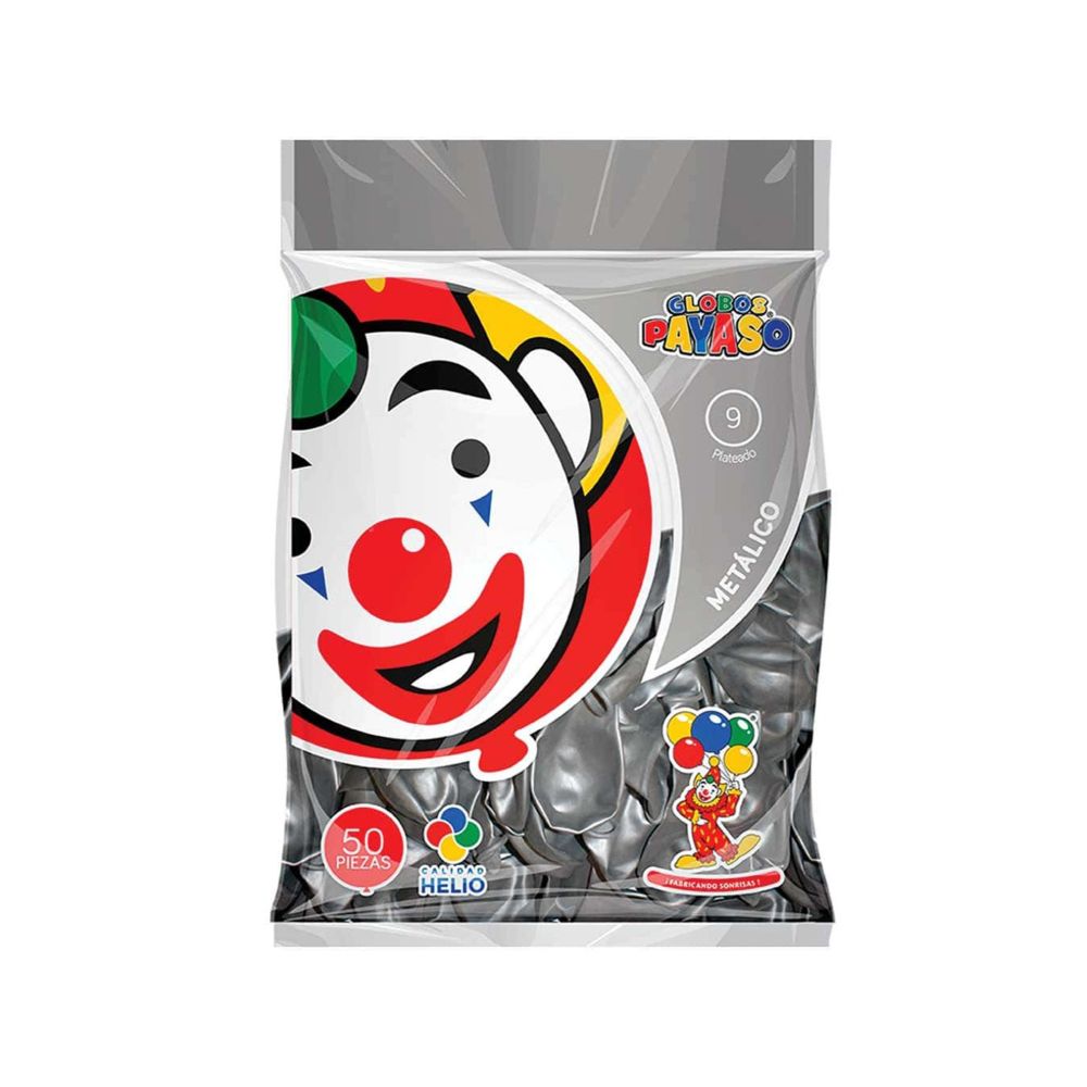 GLOBO METAL BOLSA 50 PZA #9 PLATEADO