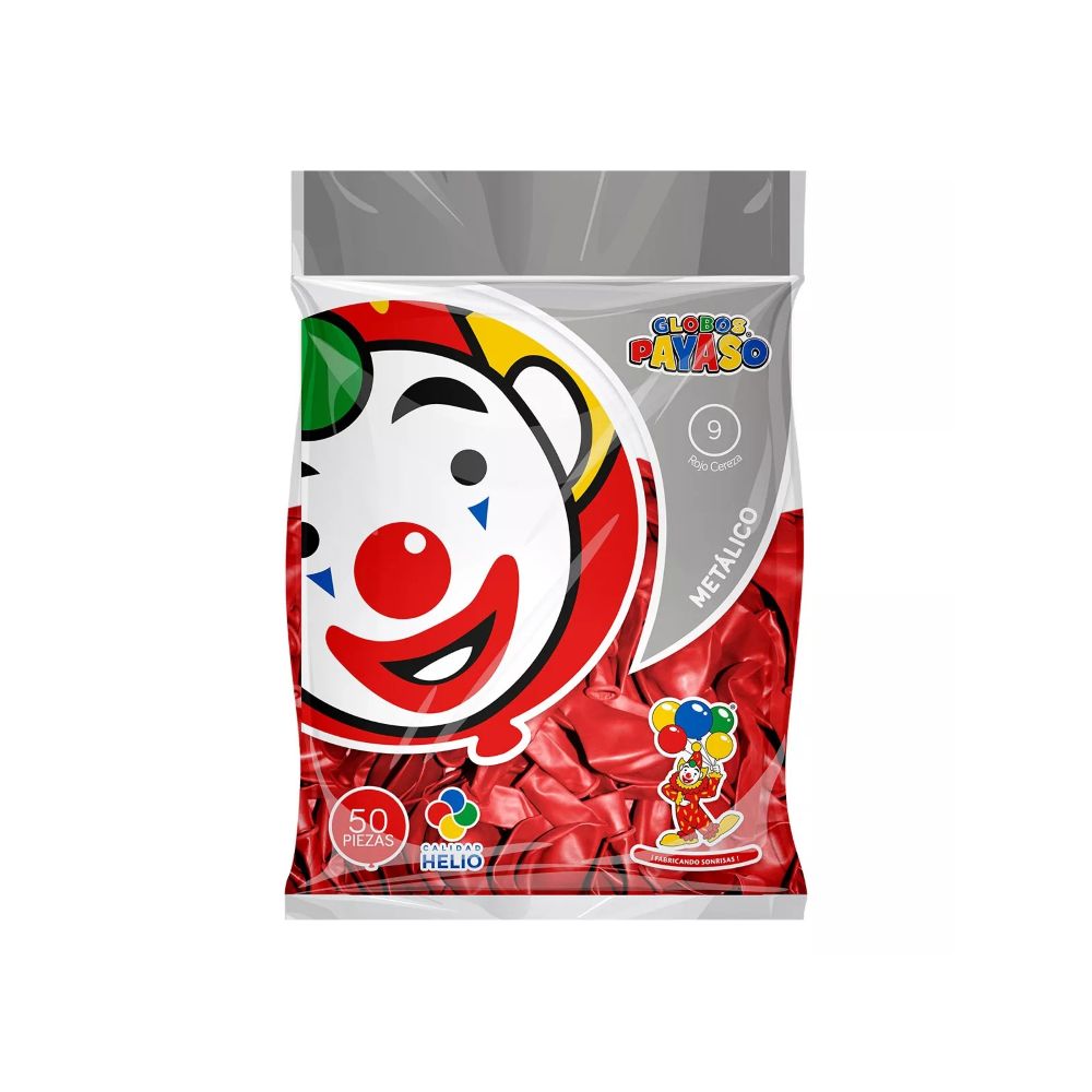 GLOBO METAL BOLSA 50 PZA #9 ROJO CEREZA