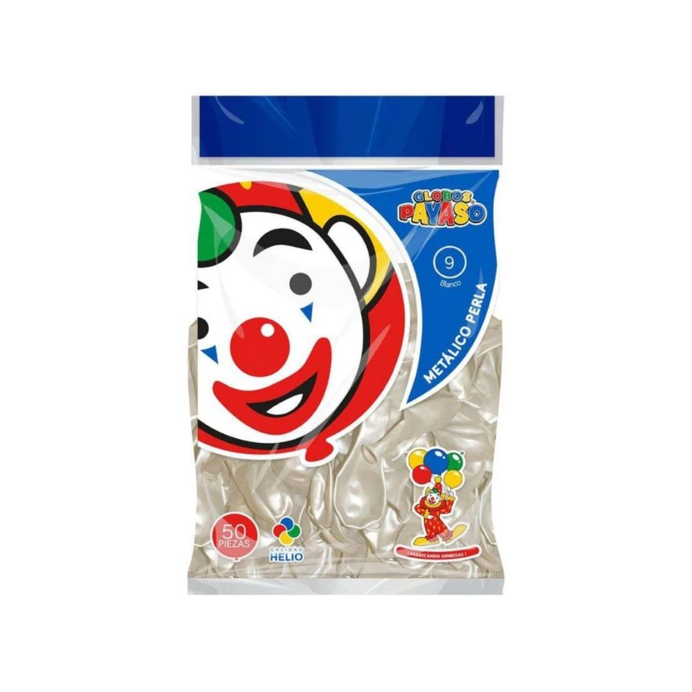 [1010001014293] GLOBO METAL BOLSA 50 PZA #9 PERLA BLANCO
