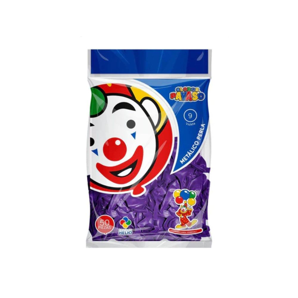 [7501060415818] GLOBO METAL BOLSA 50 PZA #9 VIOLETA