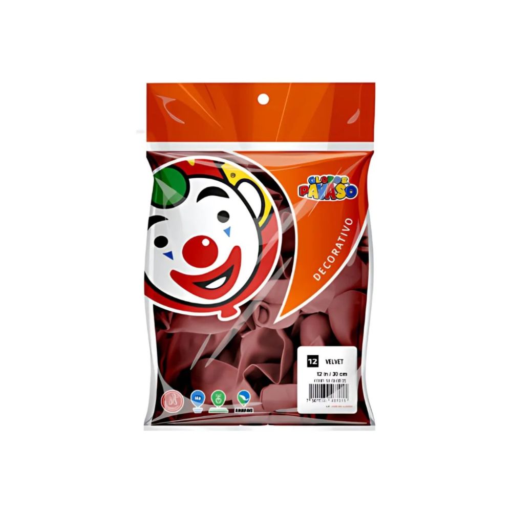GLOBO DEC. PAYASO #12 VINTAGE VELVET C/50PZA