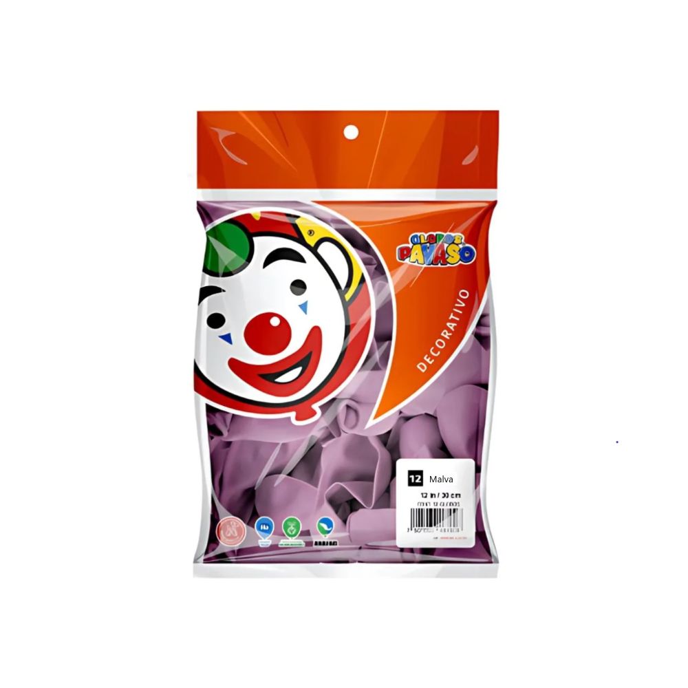 [FAB467008] GLOBO DEC. PAYASO #12 VINTAGE MALVA C/50PZA