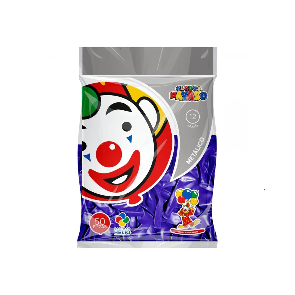 GLOBO METAL BOLSA 50 PZA #12 MORADO