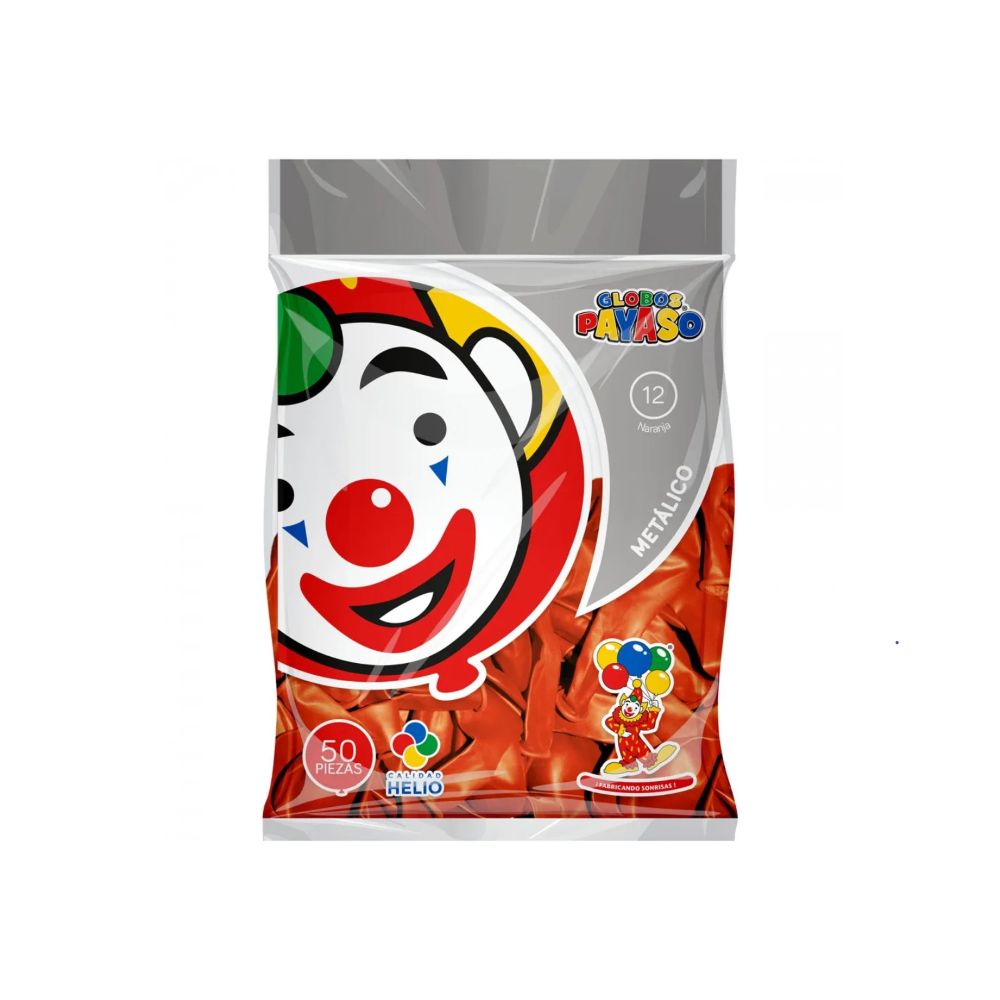 GLOBO METAL BOLSA 50 PZA #12 NARANJA