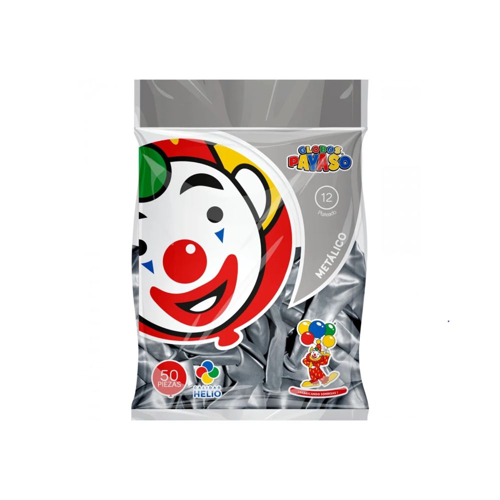 GLOBO METAL BOLSA 50 PZA #12 PLATEADO