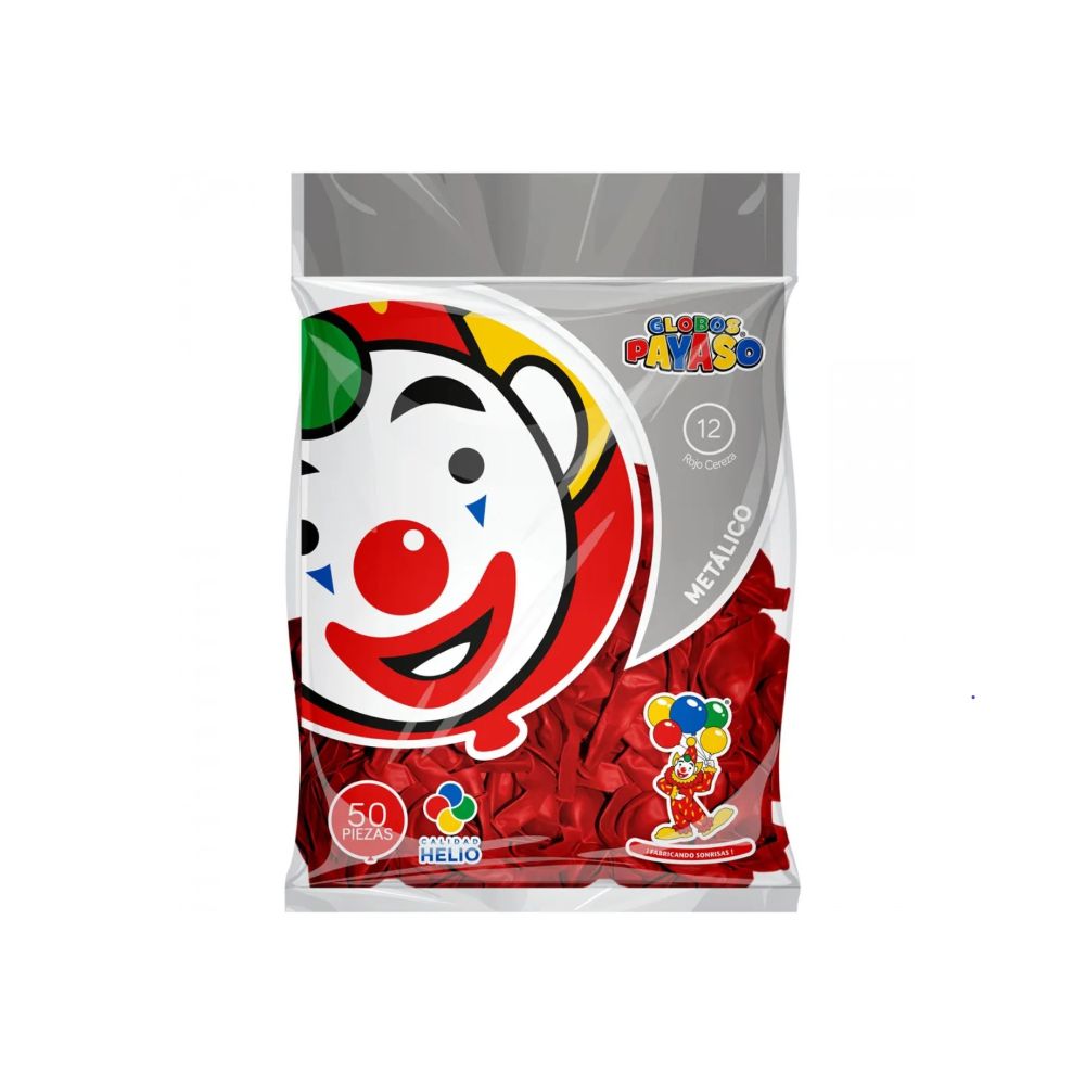GLOBO METAL BOLSA 50 PZA #12 ROJO CEREZA