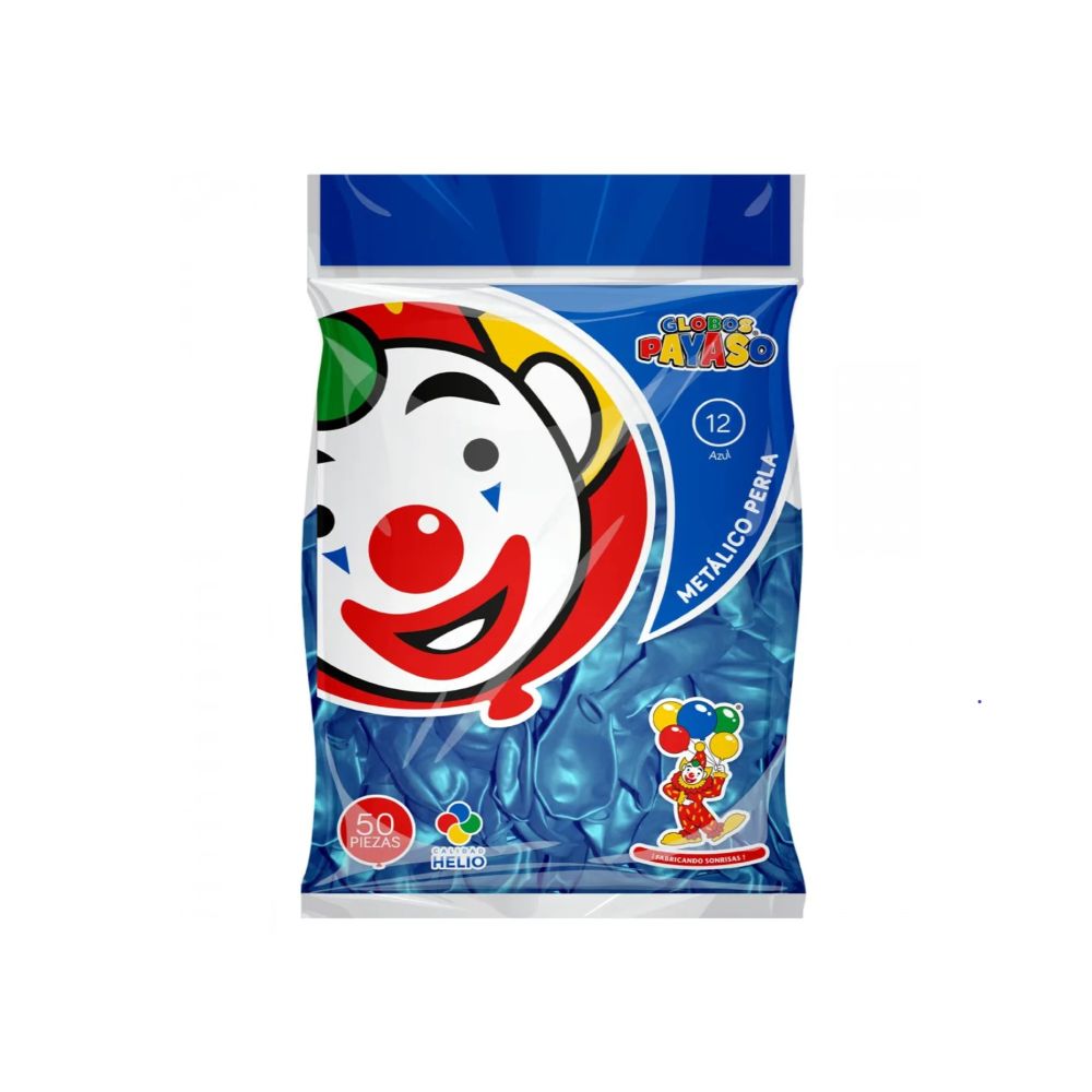 GLOBO METAL BOLSA 50 PZA #12 PERLA AZUL
