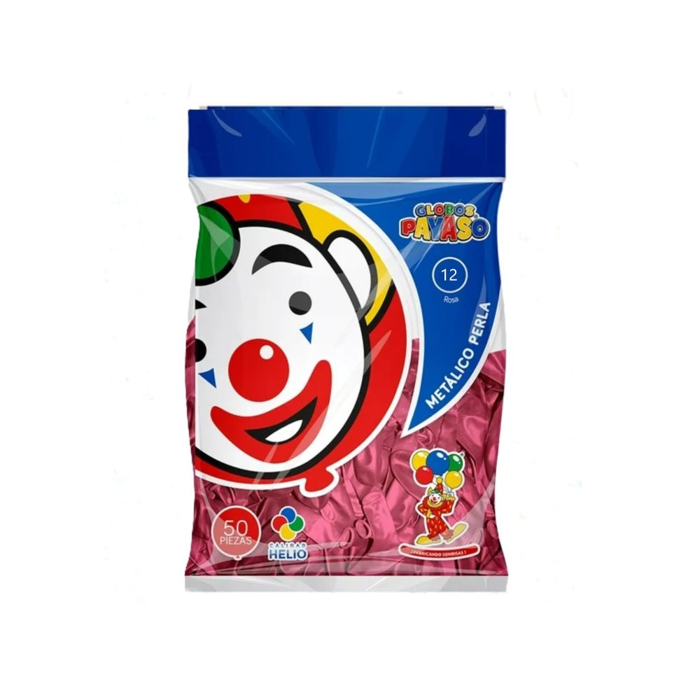 GLOBO METAL BOLSA 50 PZA #12 PERLA ROSA