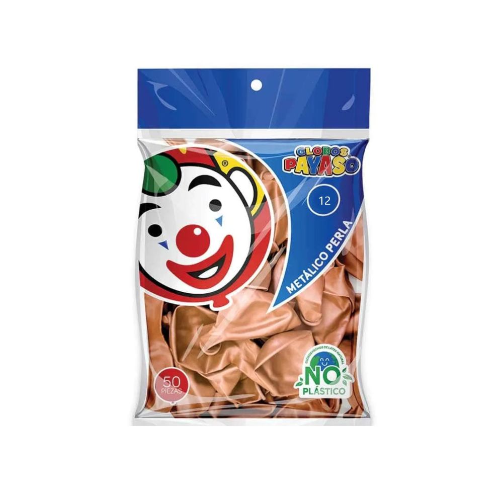GLOBO DEC.BOLSA 50PZA #12 ROSA GOLD PERLA