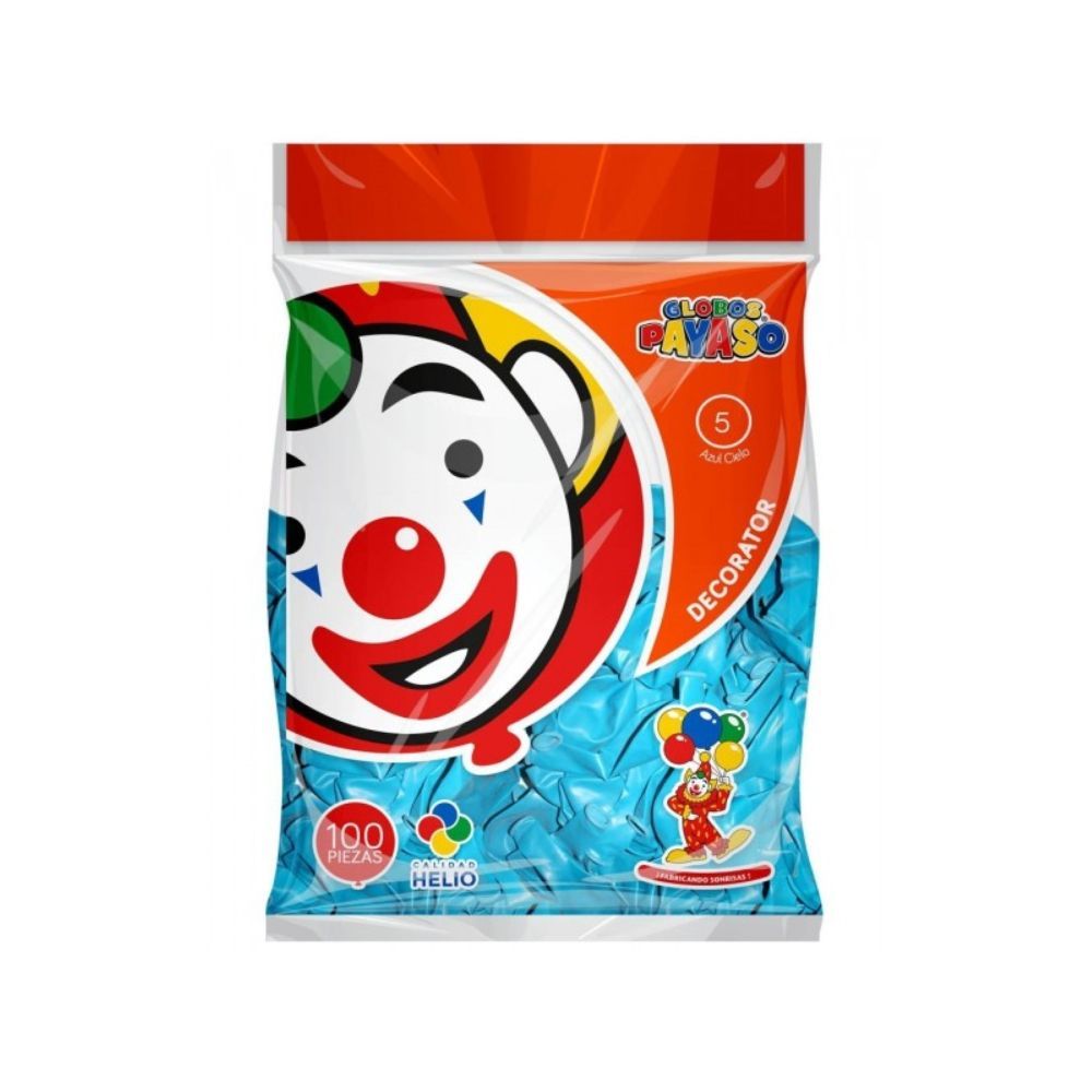 [7501060400203] GLOBO DEC.BOLSA 100PZA #5 AZUL CIELO