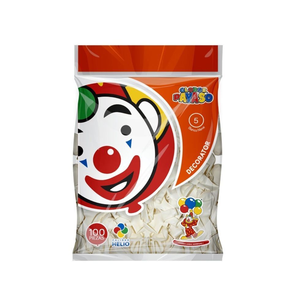 GLOBO DEC.BOLSA 100PZA #5 BLANCO NIEVE